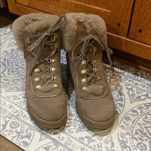 Cole Haan Women's Suede Ankle Boots with Faux Fur Lining